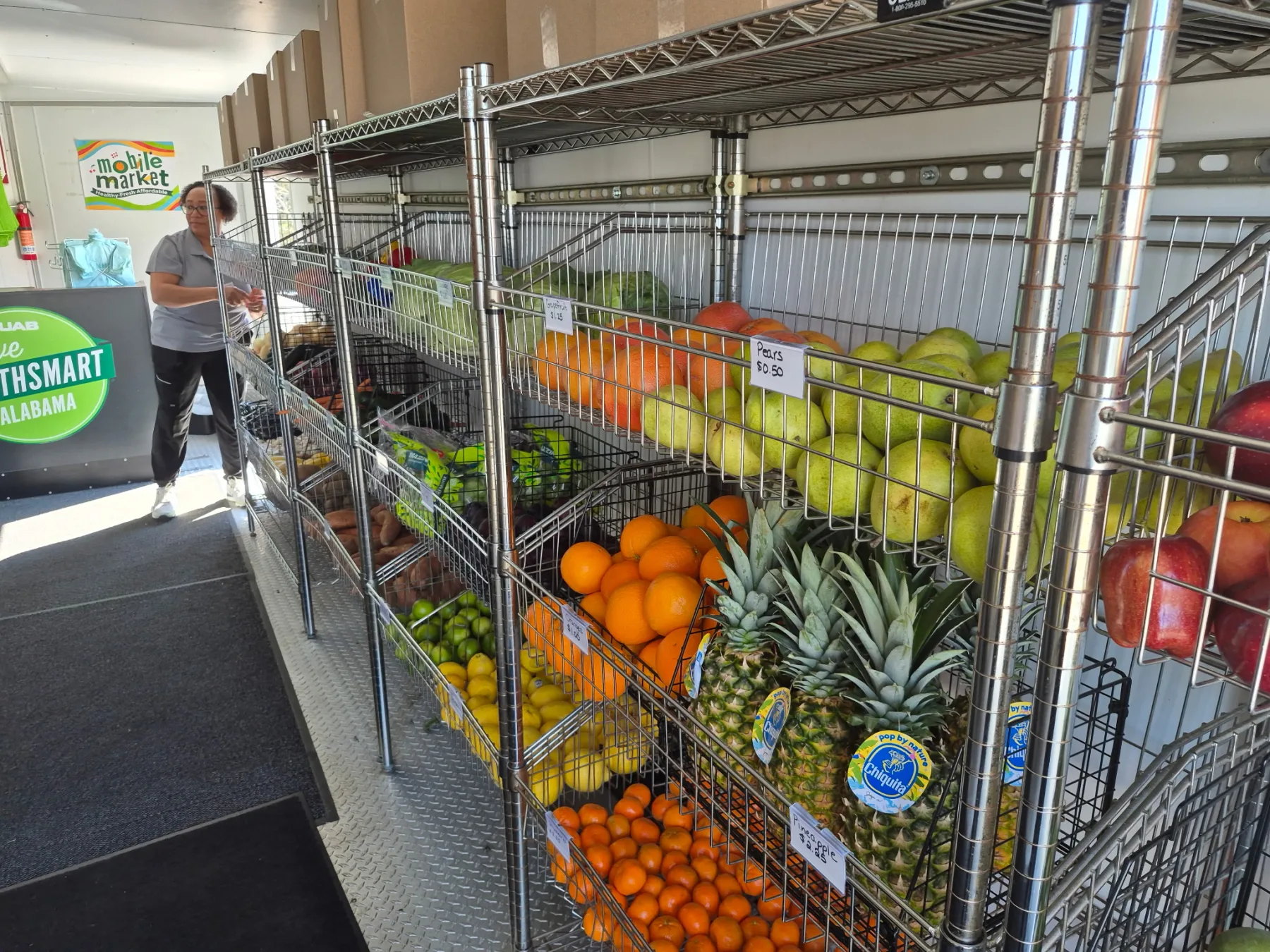 Fresh fruit and produce stocked inside the UAB mobile market